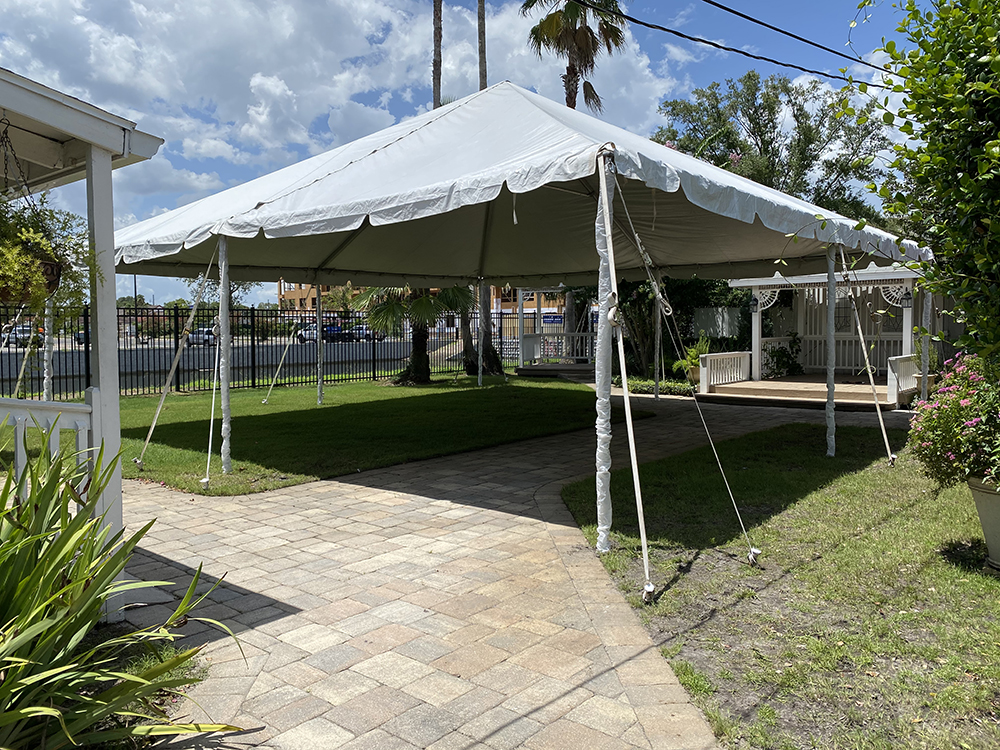 Inside an event tent