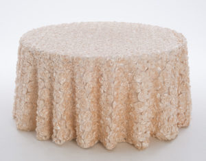 Champagne Cabbage Rose Textured Sheer