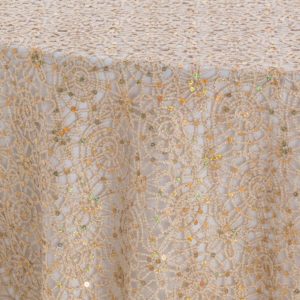 Champagne Chain Link Textured Sheer Overlay - Image 3
