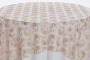 Champagne Paisley Lace Textured Sheer Overlay - Image 2