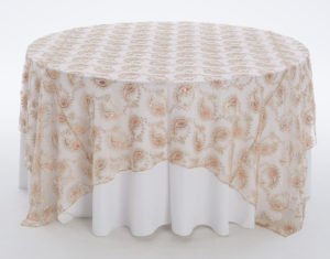 Champagne Paisley Lace Textured Sheer Overlay