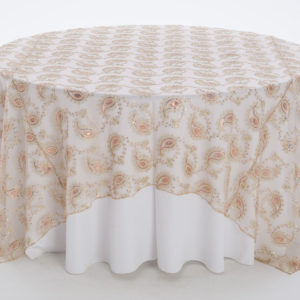 Champagne Paisley Lace Textured Sheer Overlay