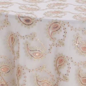 Champagne Paisley Lace Textured Sheer Overlay - Image 3