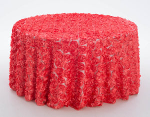 Coral Cabbage Rose Textured Sheer