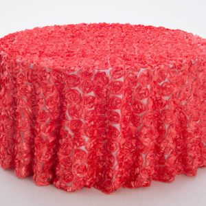Coral Cabbage Rose Textured Sheer