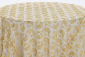 Gold Paisley Lace Textured Sheer Overlay - Image 2