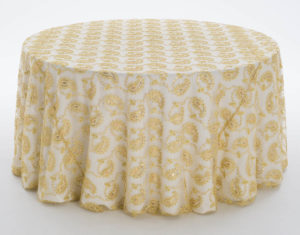 Gold Paisley Lace Textured Sheer Overlay