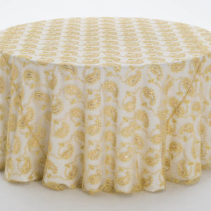 Gold Paisley Lace Textured Sheer Overlay