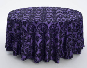Grape Flocked Damask