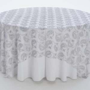 Platinum Paisley Lace Textured Sheer Overlay