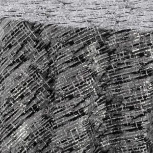 Black Silver Laser Cut Textured Sheer - Image 3