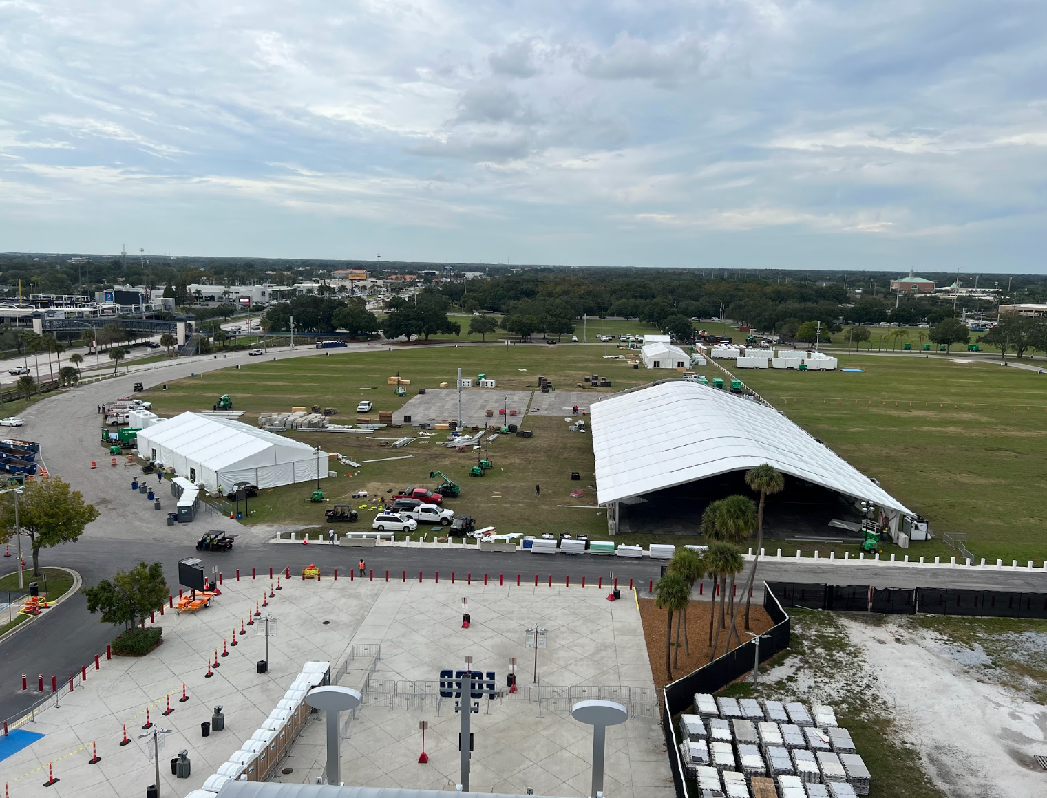 iRentEverything tent setup sky view